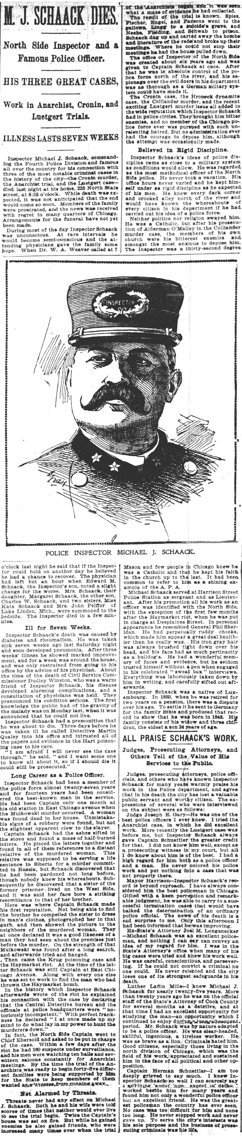 Inspector Shaack Dies