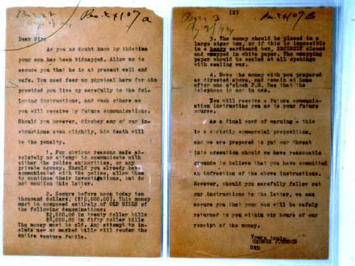 Ransom Note, Written by Leopold and Loeb